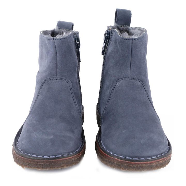 navy blue fur boots