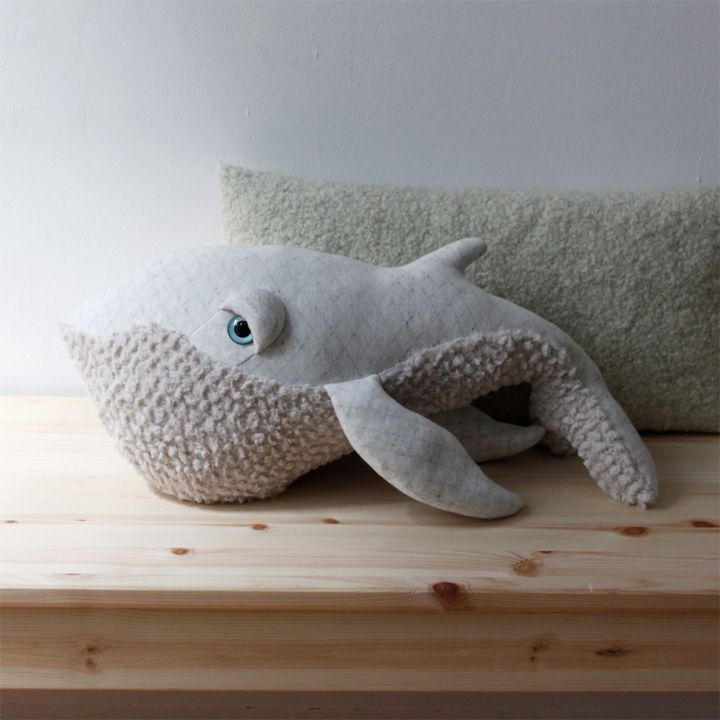 Albino Giant Whale Soft Toy - 62 cm | White- Product image n°5