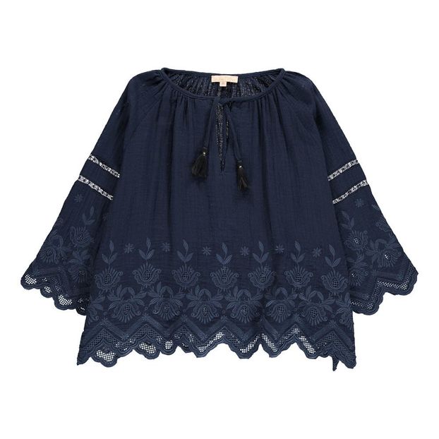 Blouse Brodee Ortholia Collection Ado Et Femme Bleu Nuit