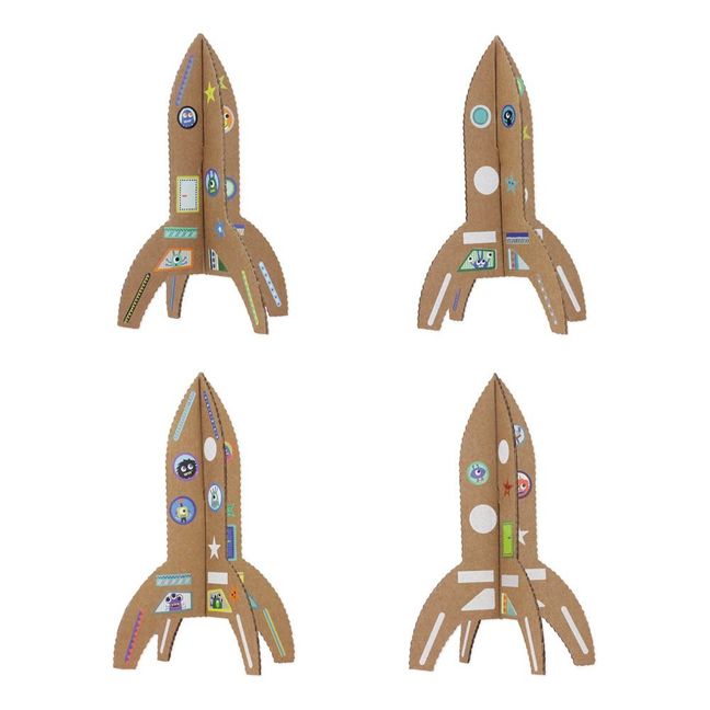 Build Your Own Cardboard Rocket With 120 Stickers - Set of 4