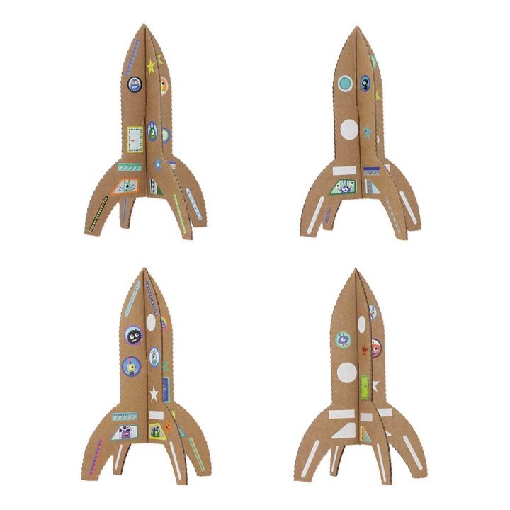 Build Your Own Cardboard Rocket With 120 Stickers - Set of 4- Product image n°0
