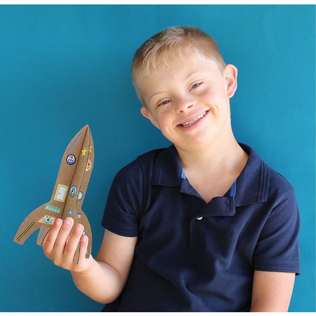 Build Your Own Cardboard Rocket With 120 Stickers - Set of 4