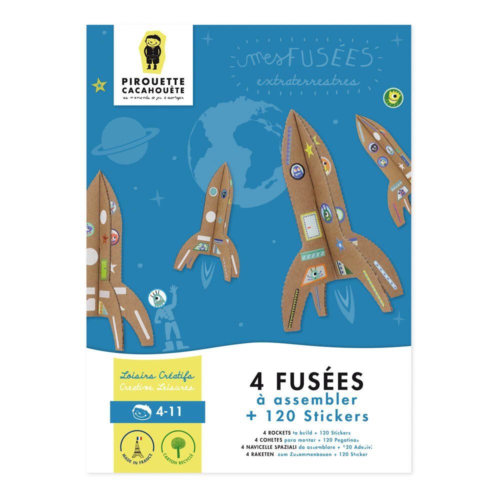 Build Your Own Cardboard Rocket With 120 Stickers - Set of 4- Product image n°4