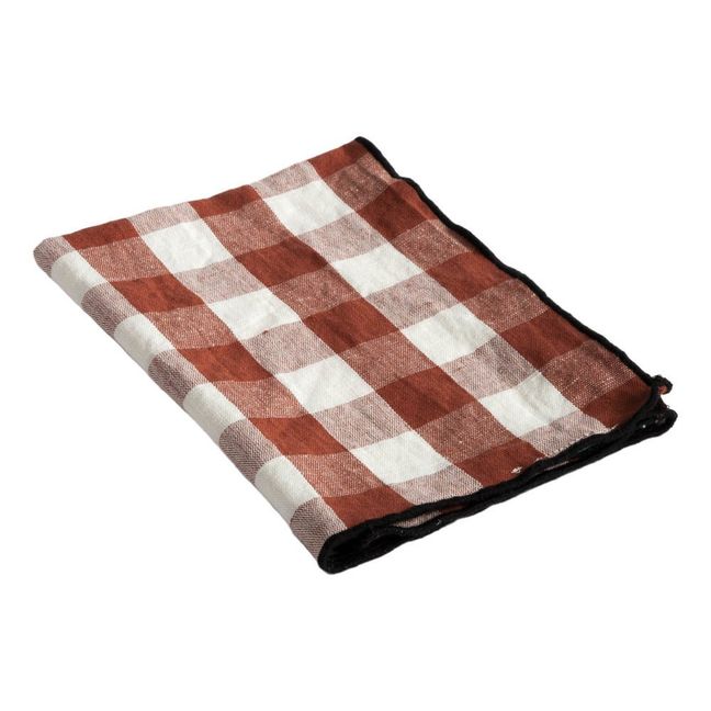 Torchon Bourdon noir toile mimi 48x75 cm | Vichy Argile
