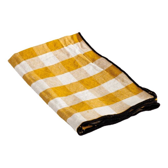 Panno Bourdon nero tela mimi vichy 48x75 cm | Vichy Ocre