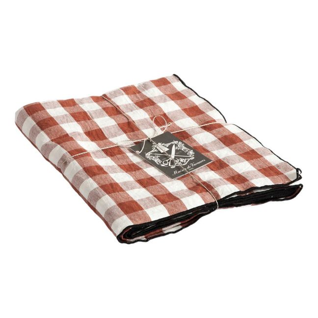Nappe carrée Bourdon noir toile mimi | Vichy Argile