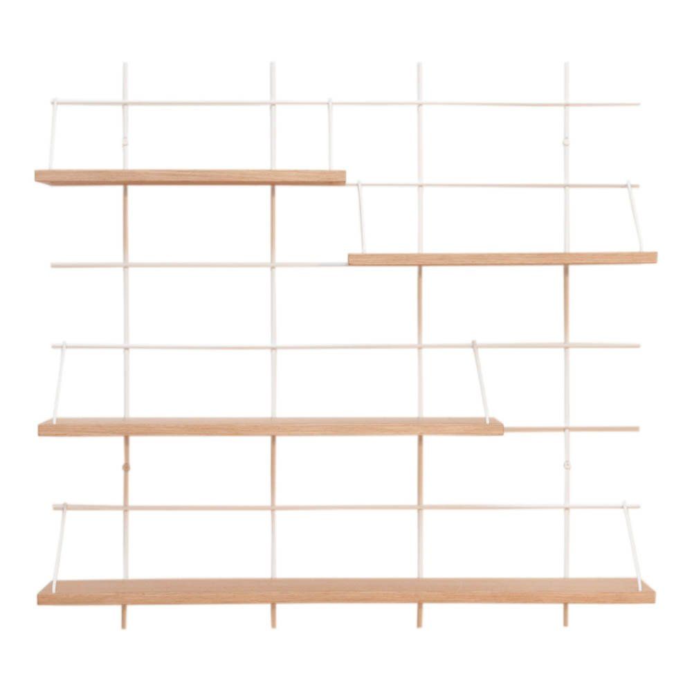 Gassien - Etagère 7 Louison base blanche - Chêne