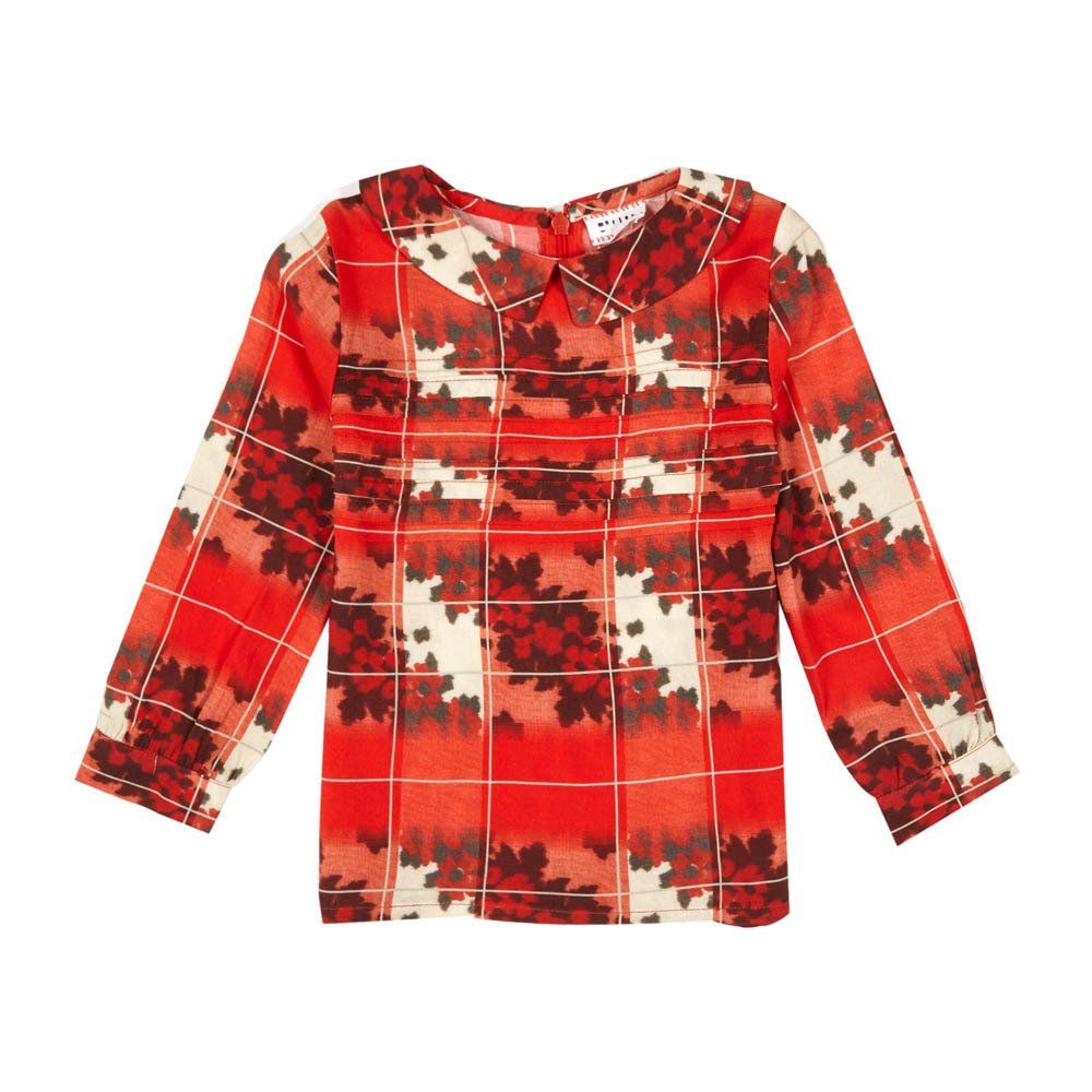 Morley - Blouse Plissée Carreaux Fleurie Gremlin - Fille - Rouge