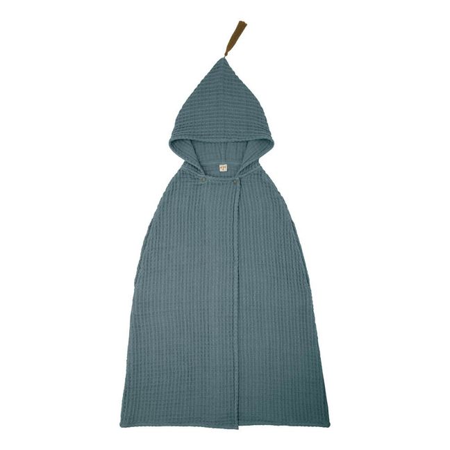 Children's Organic Cotton Poncho Dressing Gown Ice Blue S032