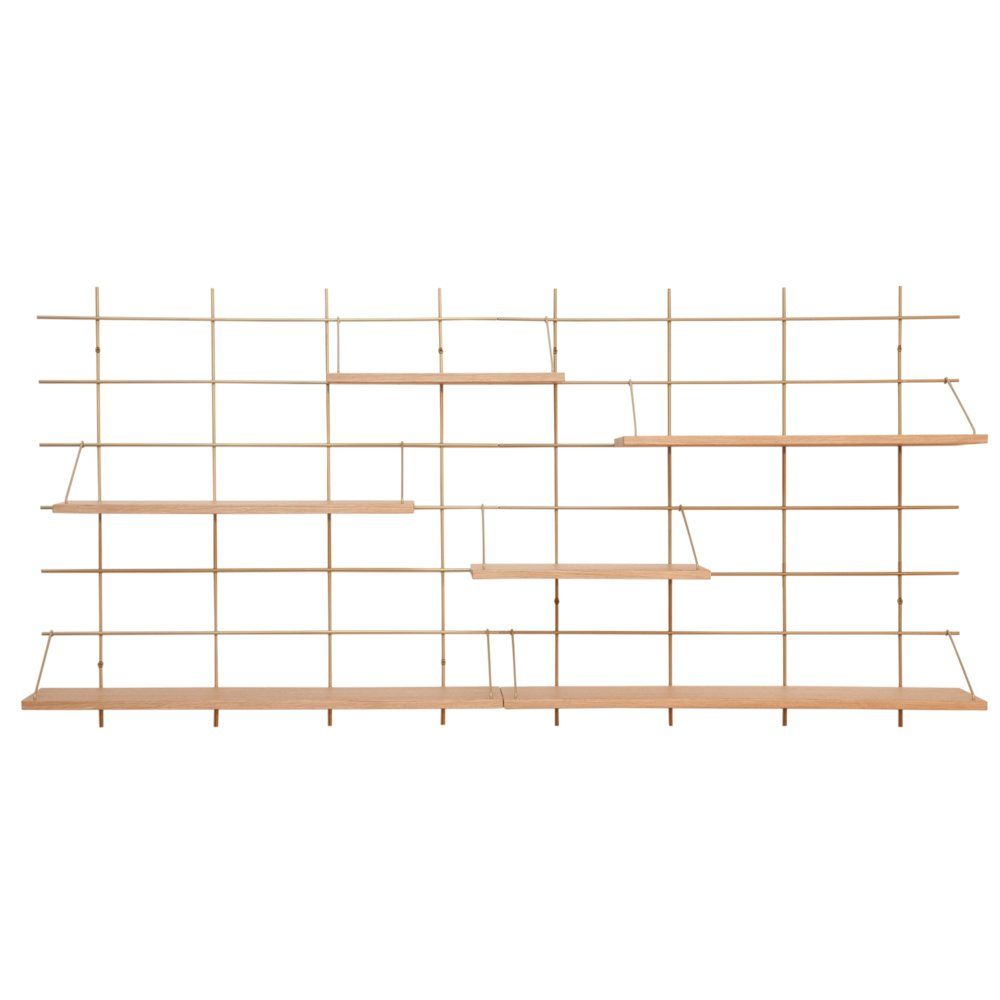 Gassien - Etagère 16 Charles base laiton - Chêne