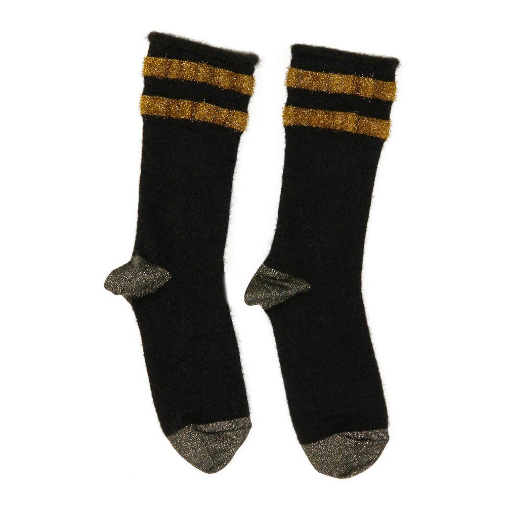 Polder Girl - Chaussettes Baby Alapga et Mohair Rayures Lurex Rob - Fille - Gris charbon