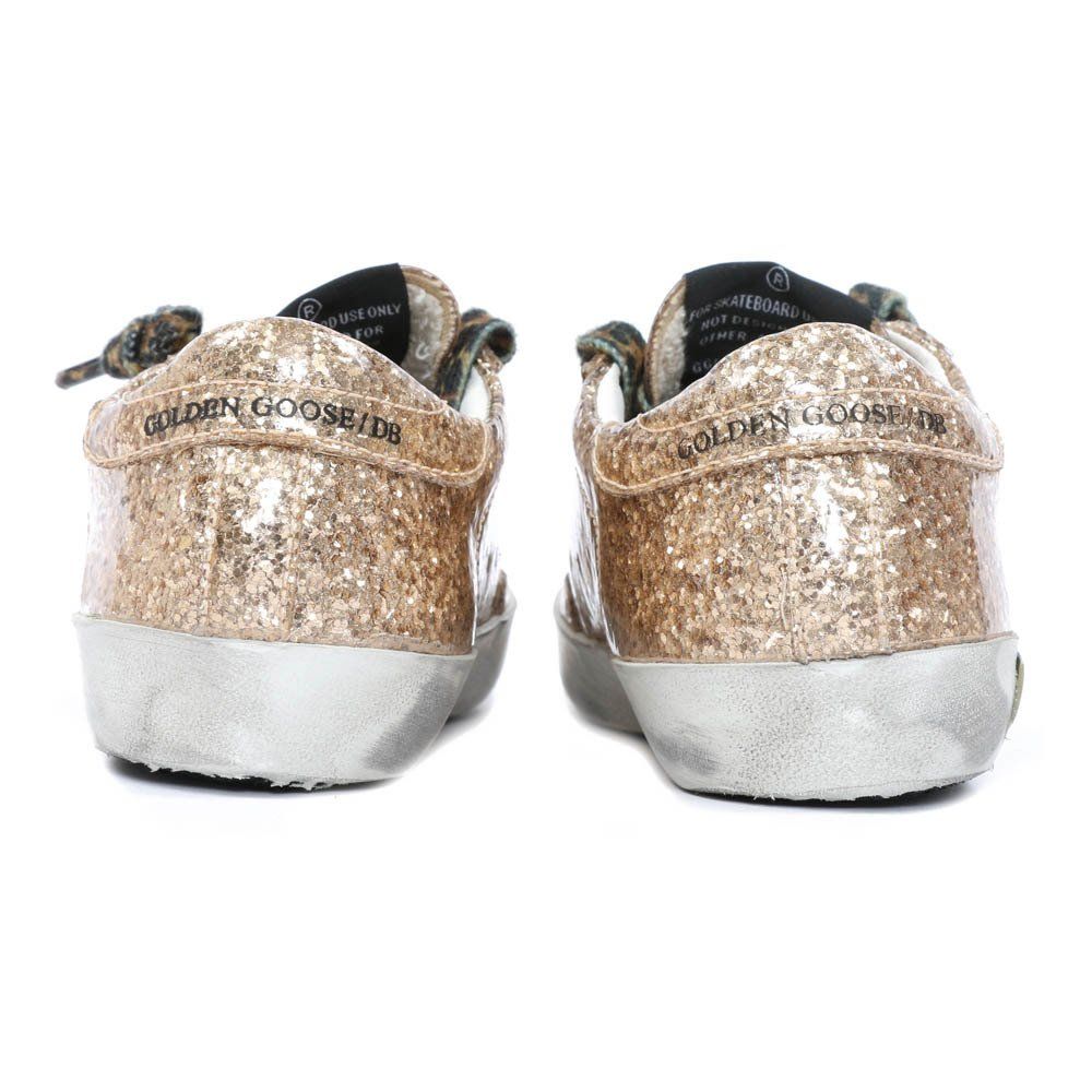 Leopard Lace-Up Glitter Trainers Gold Golden Goose Deluxe Brand