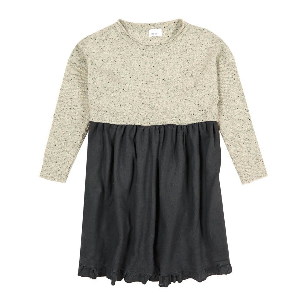 Buho - Robe Bi-matières Elise - Fille - Gris chiné clair