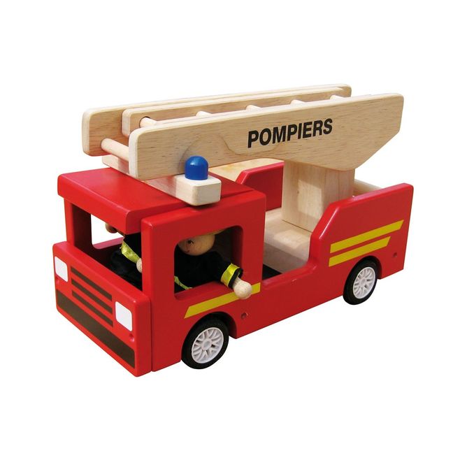 Camion de pompiers en bois - Aiden l Kids concept - Judy The Fox