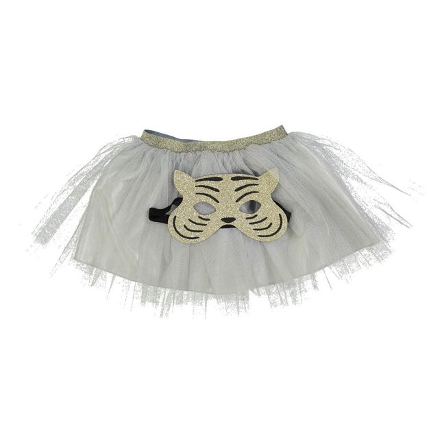 Kostüm-Set mit Tutu und 1 Tigermaske  | Gold