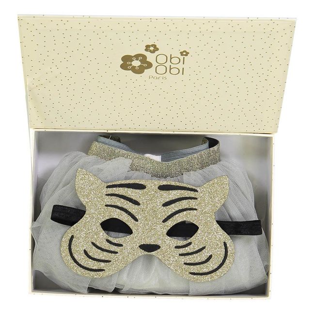 Tiger Mask and Mesh Tutu Dressing Up Set | Gold