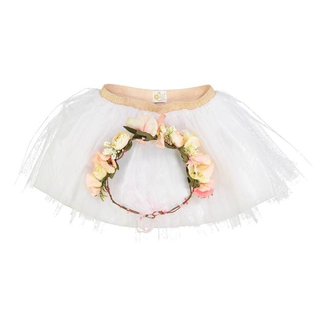 Flower Crown and Mesh Tutu Dressing Up Set | Gold