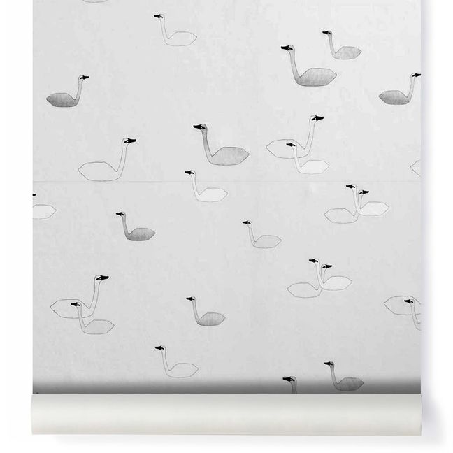 Swan Wallpaper Grey