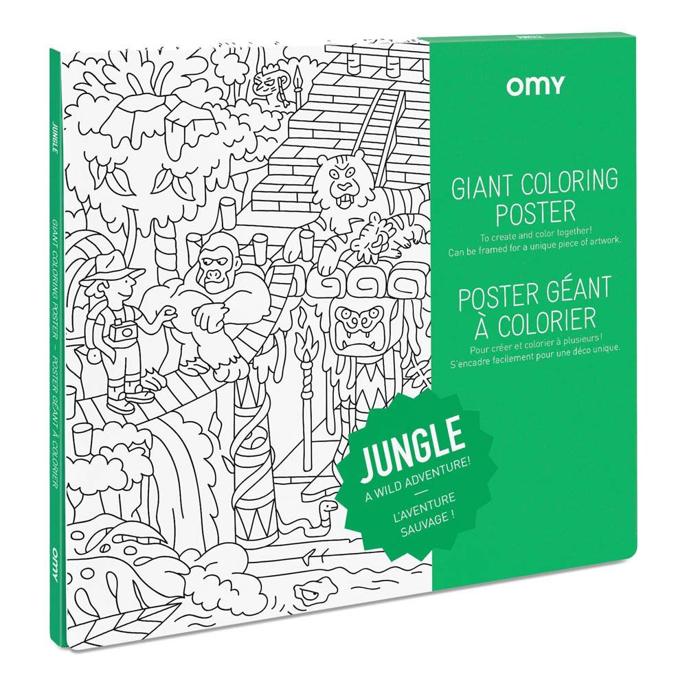Omy - Poster géant à colorier Jungle - Blanc