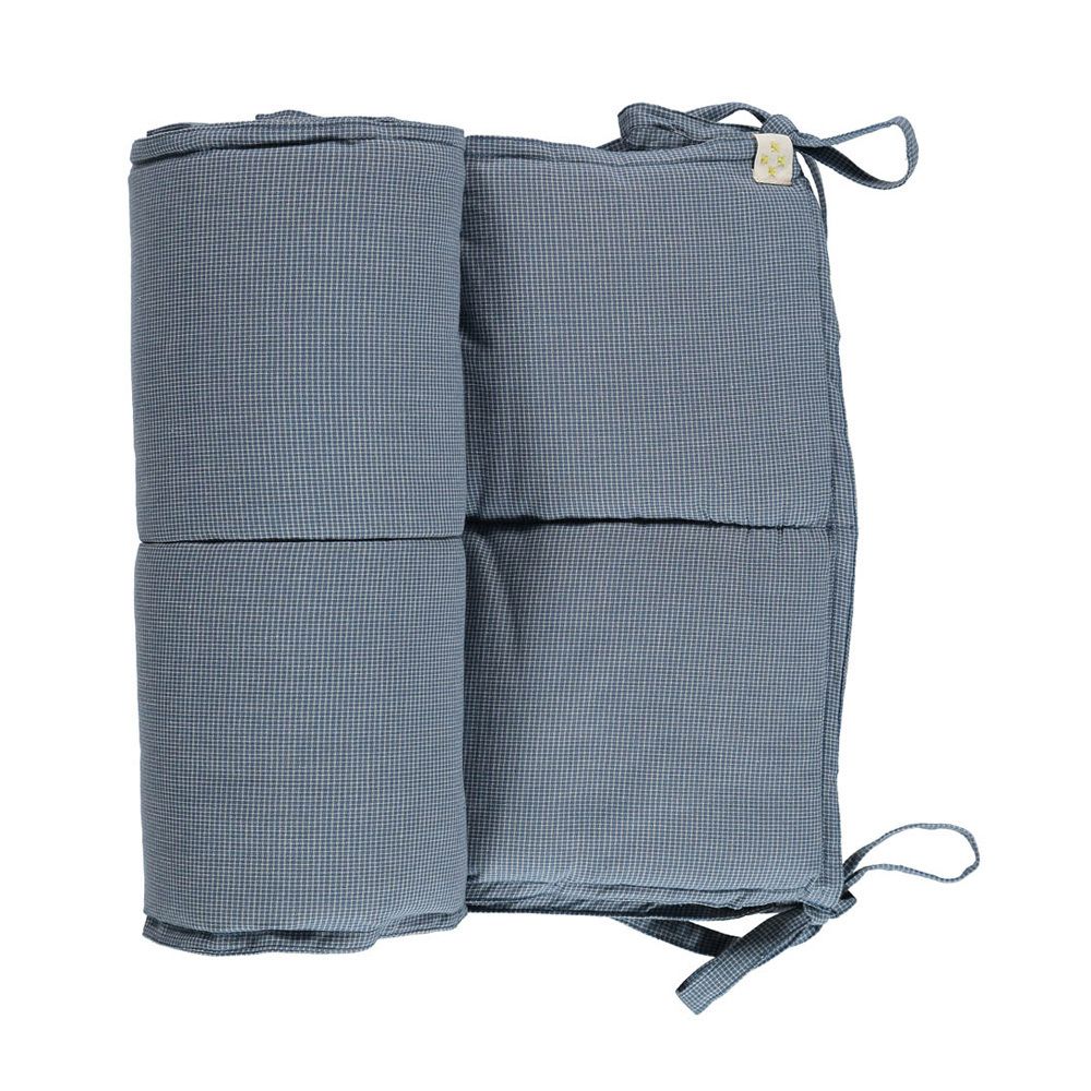 Camomile London - Tour de lit à petits carreaux en coton 190x35 cm - Bleu