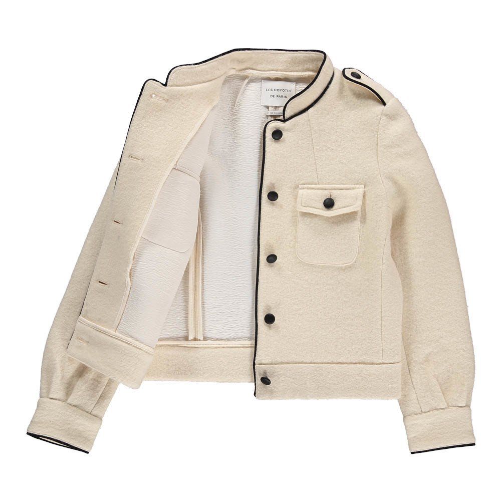 Cate Mandarin Collar Jacket White Les Coyotes de Paris Fashion