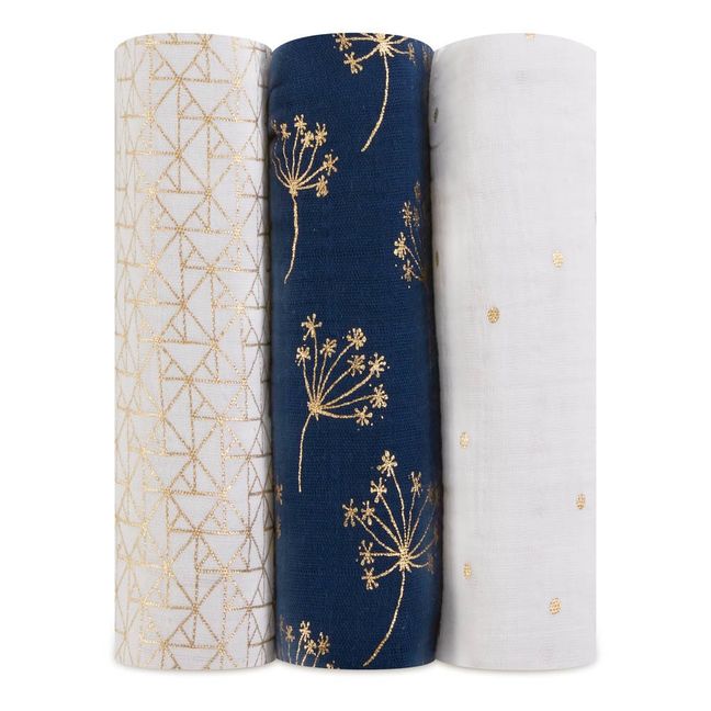 Wickeltücher-Plaids 120x120 cm Metallic - 3er-Set | Gold