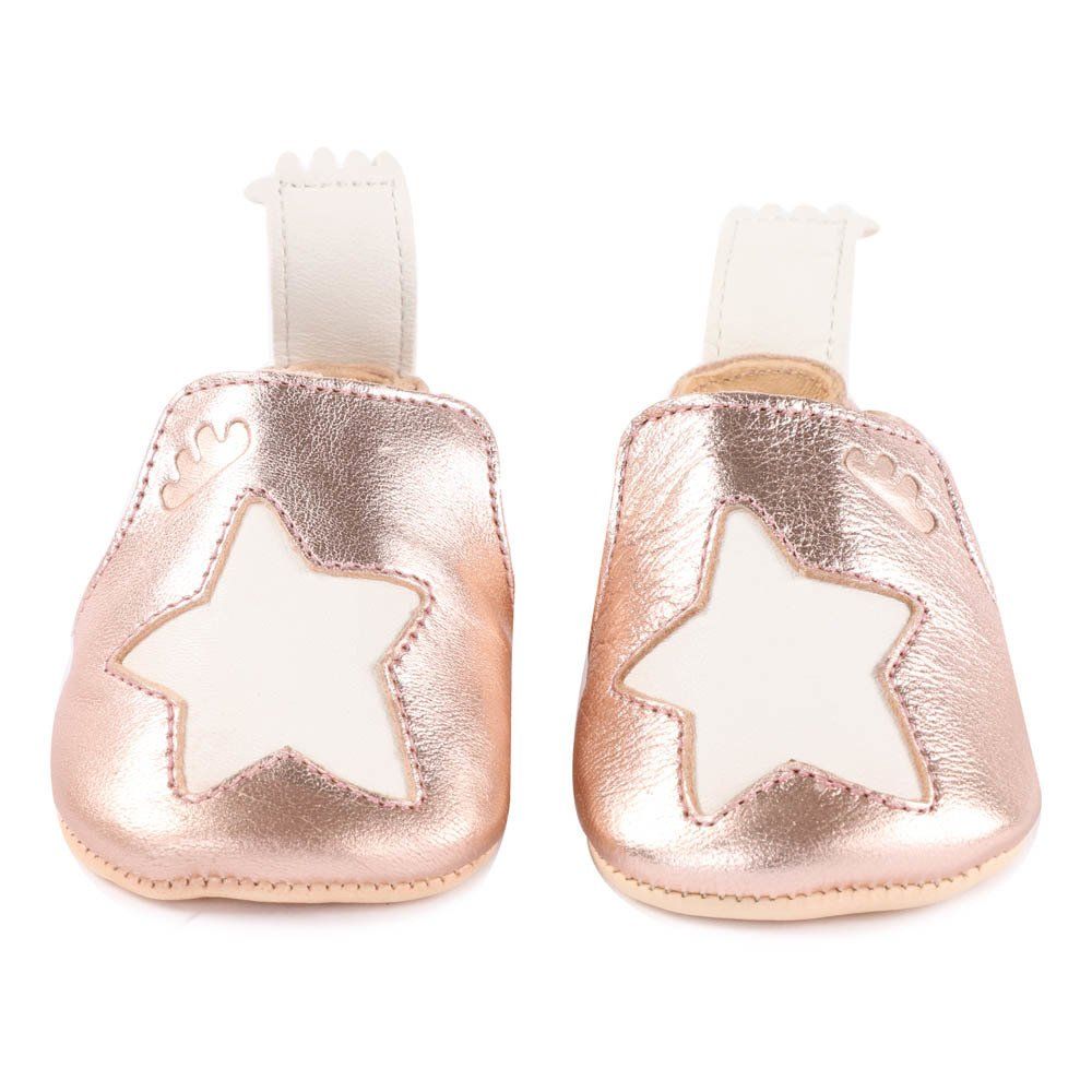 Blumoo Star Metallic Leather Slippers Pink Easy Peasy Shoes Baby