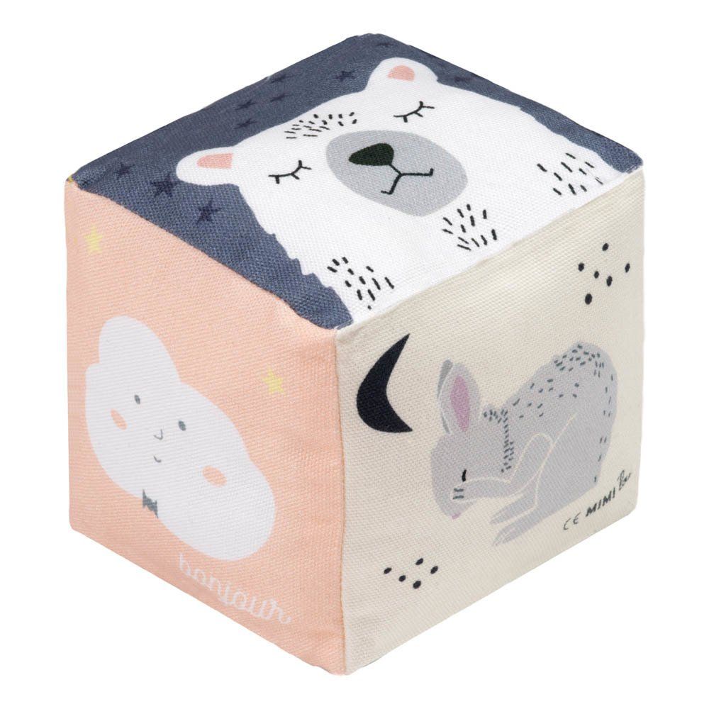 MIMI'lou - Cube en tissu Bonjour - Multicolore