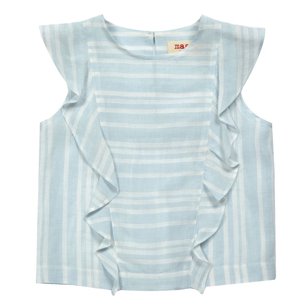 MAAN - Top Rayures Volants Savoy - Fille - Bleu ciel