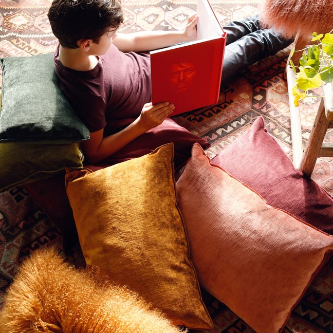 Cuscino basic in pelle di capra del Tibet Ocra | Ocra