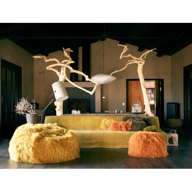 Coussin basic en peau de chèvre du Tibet | Forest