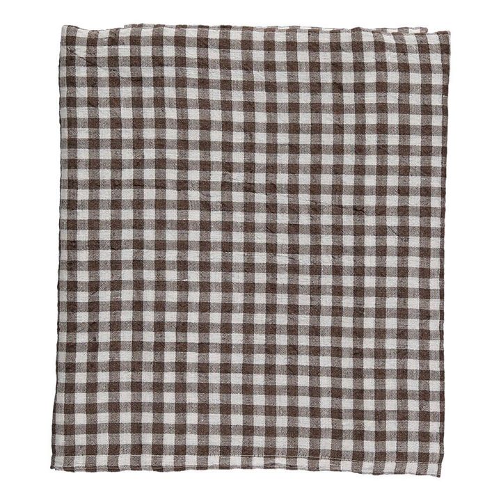 Gingham Washed Linen Duvet Cover Brown Linge Particulier Design