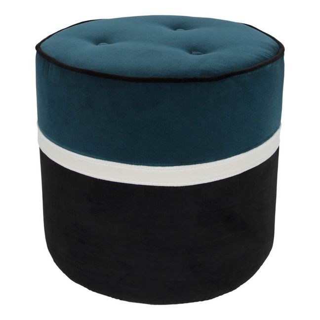 Pouf Léo en velours | Bleu Sarah