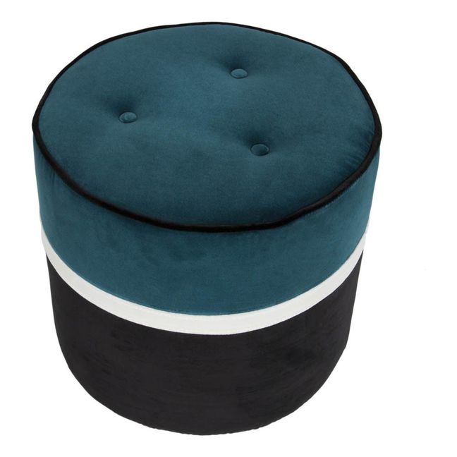 Pouf Léo en velours | Bleu Sarah
