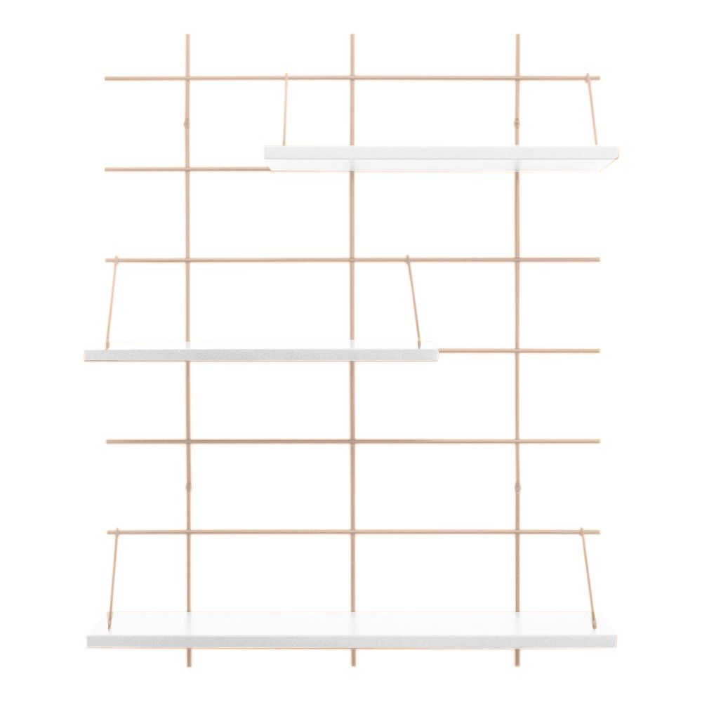 Gassien - Etagère 3 Ines base laiton - Blanc