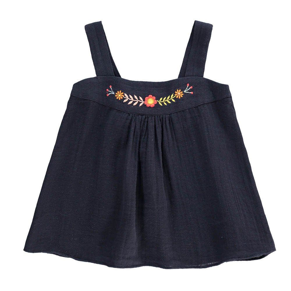 Hundred Pieces - Top Bohème Flowers - Fille - Bleu Encre