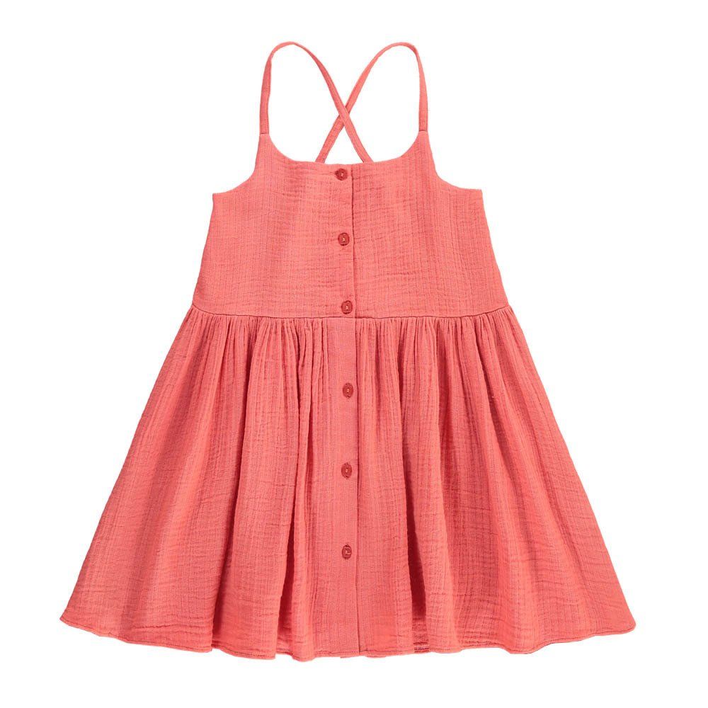 Hundred Pieces - Robe Gaze de Coton - Fille - Corail