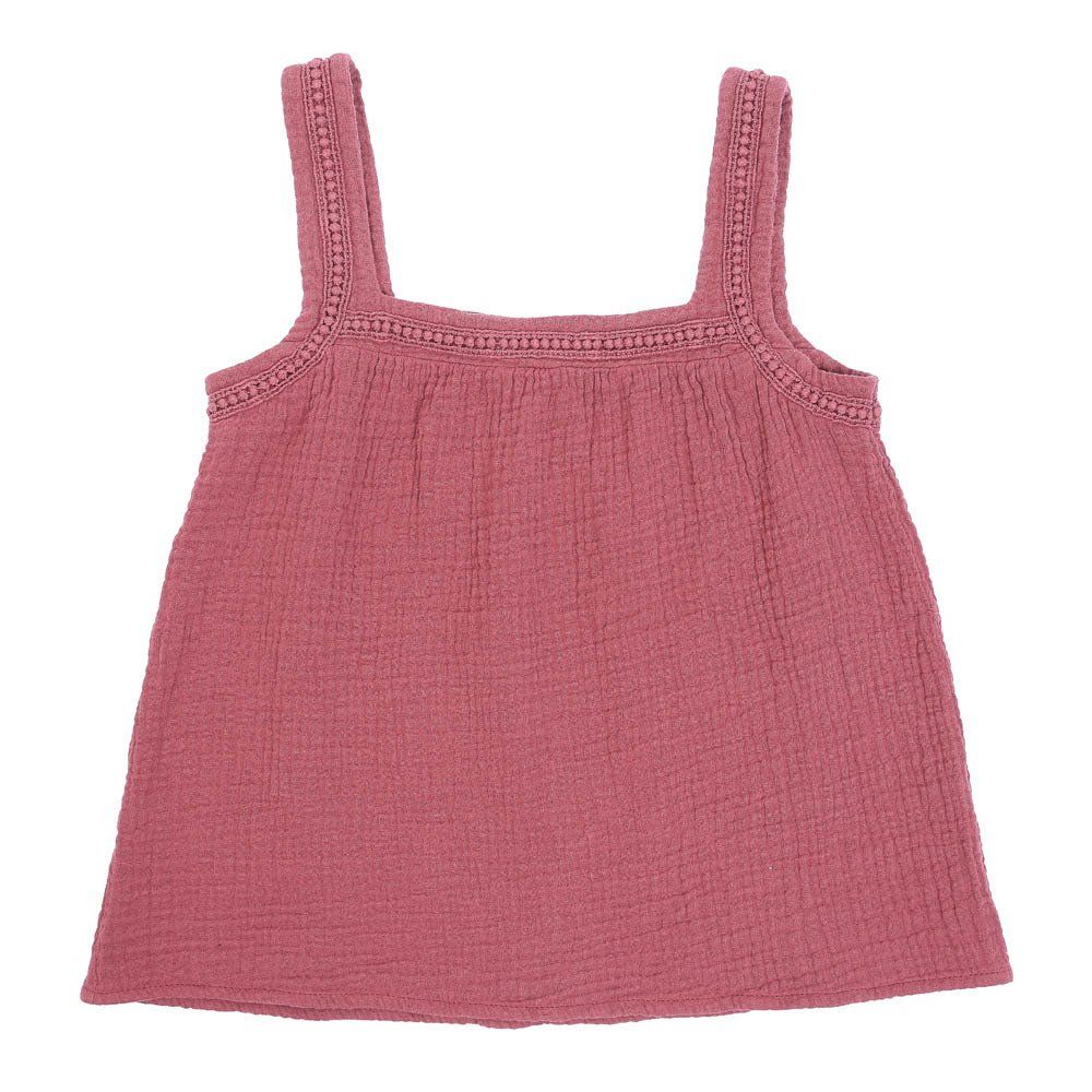 Emile et Ida - Top Coton Double Face - Fille - Rouge brique