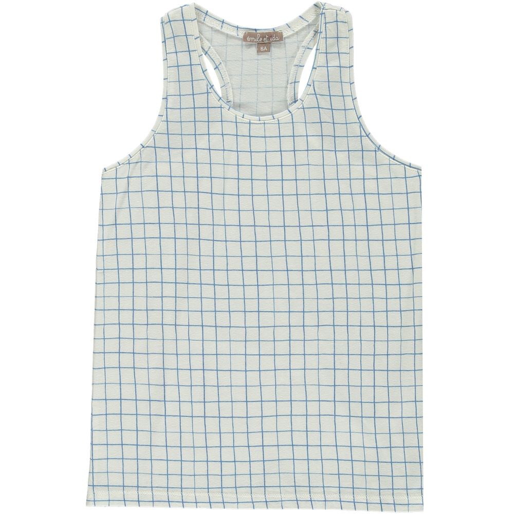 Emile et Ida - Débardeur Carreaux - Fille - Ecru