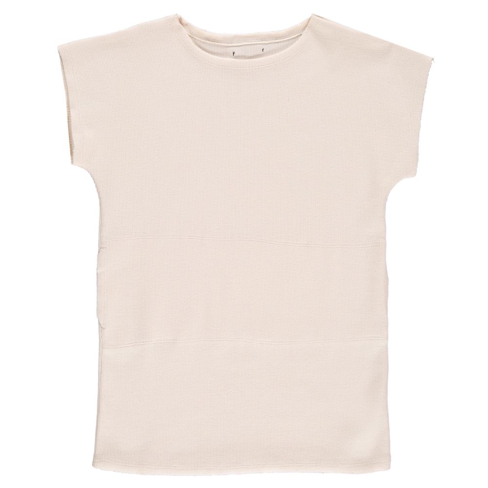 Little Creative Factory - Robe T-shirt Côtelée - Fille - Ecru