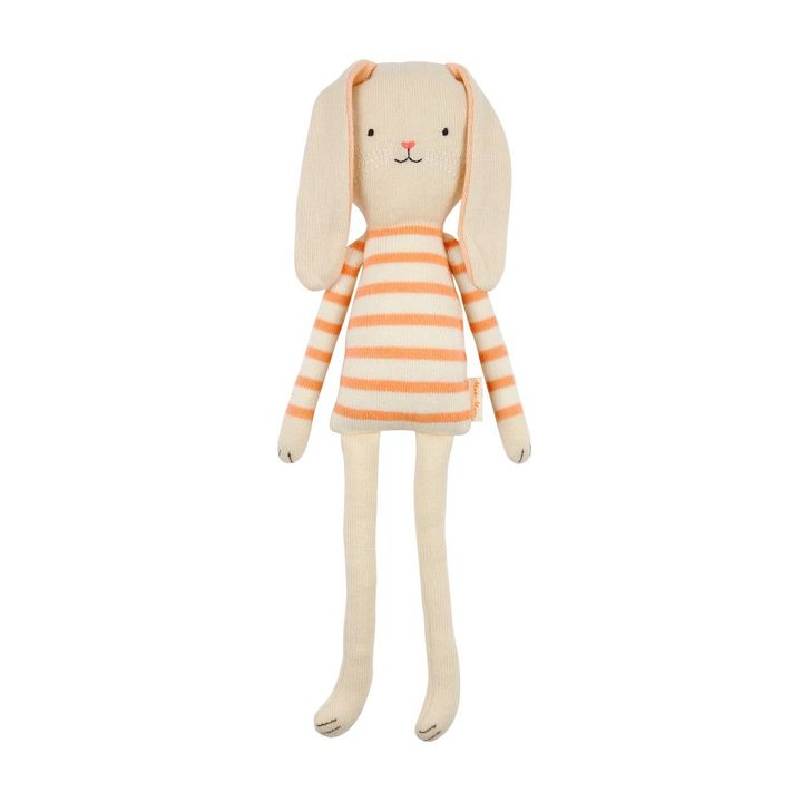 Doudou lapin rayé en tricot- Image produit n°0
