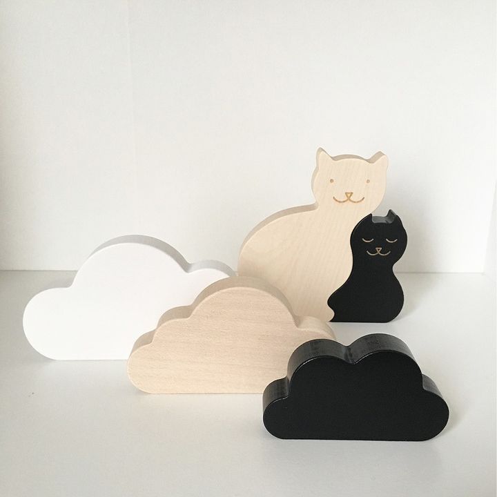 Maple Wood Decorative Clouds - Set of 3- Product image n°1