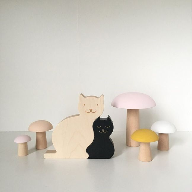 Puzle decorativo de gatos de madera de arce