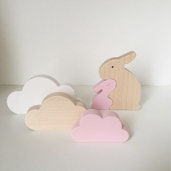 Maple Wood Decorative Clouds - Set of 3