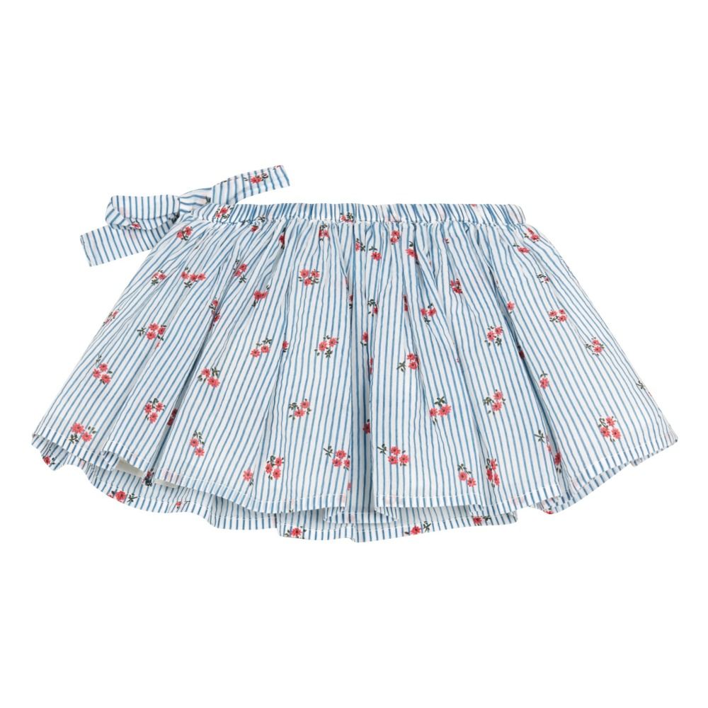 Cornetto Floral Striped Skirt Blue Simple Kids Fashion Children