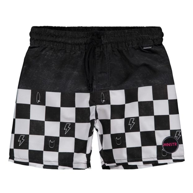 checkerboard swim trunks