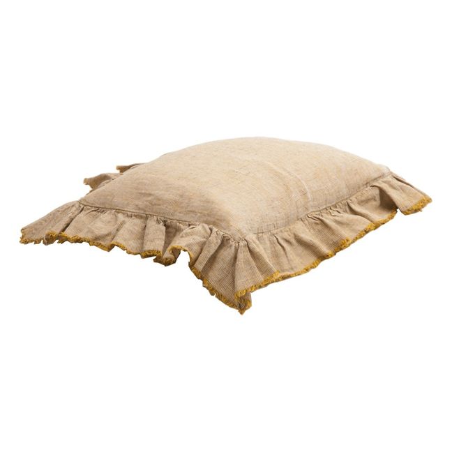 Kissenbezug aus Leinen Boho  | Ocker