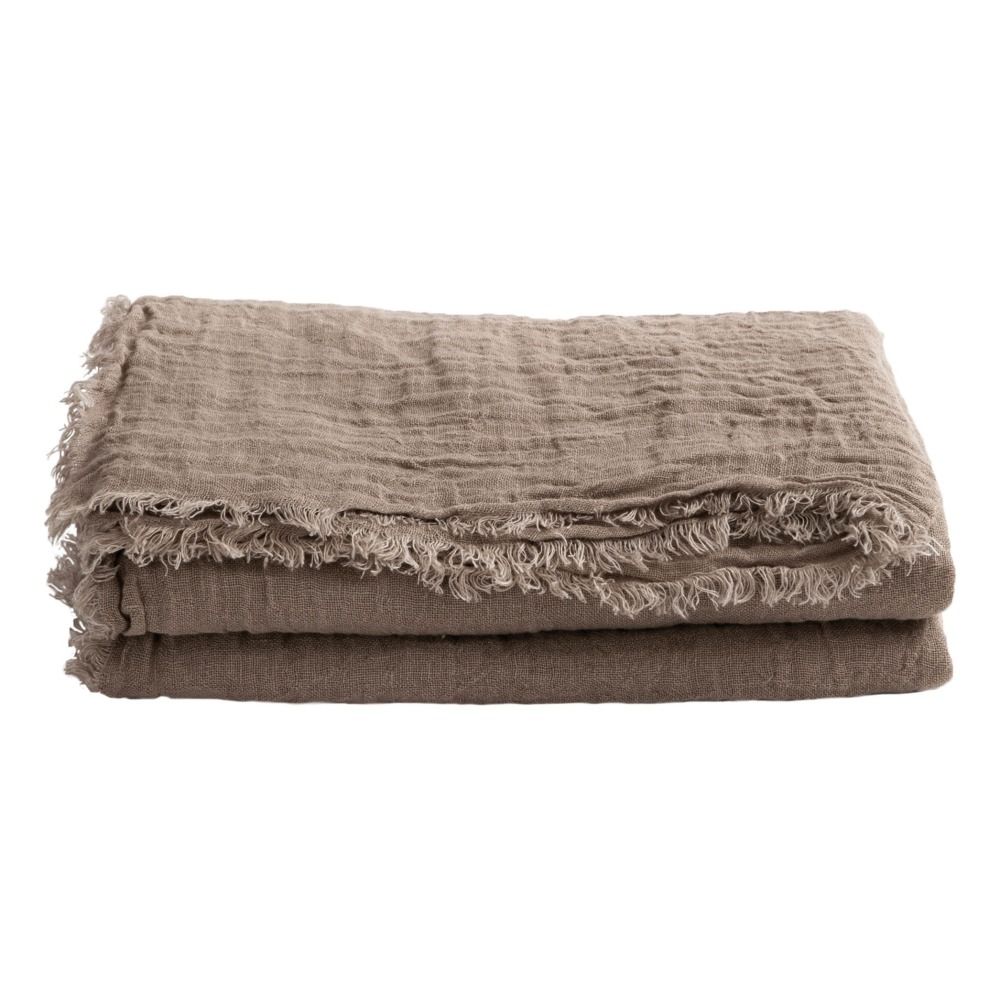 Vice Versa Washed Linen Gauze Fringed Curtain Taupe brown- Product image n°0