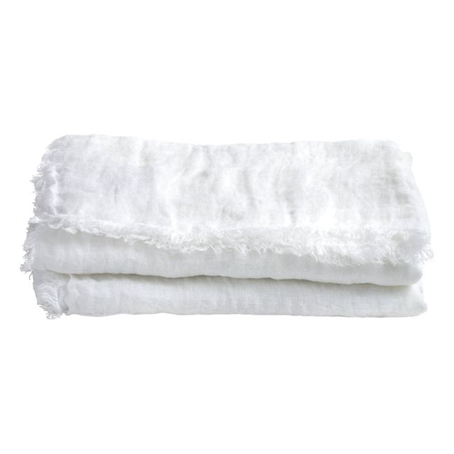 Cortina con flecos de gasa de lino lavado Vice Versa Blanco