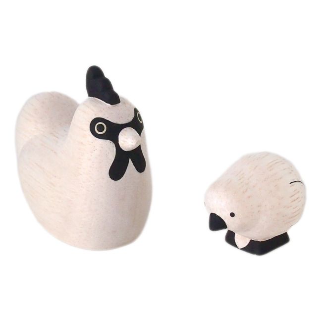 Holzfigur Huhn - 2er-Pack